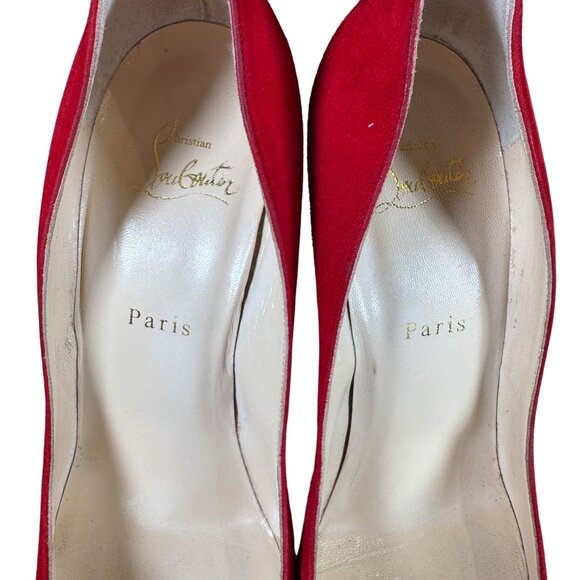 Christian Louboutin Pigalle Follies 100 Red Suede Oeillet Pump Heel Size EU 40 - Picture 5 of 10